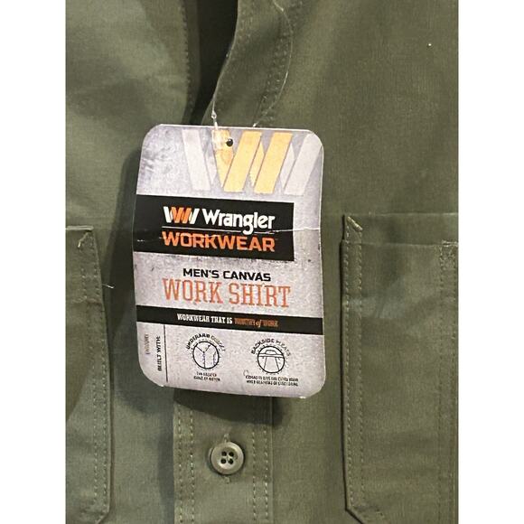 NWT Wrangler Green Button-Up Canvas Shirt Men's size L - Picture 2 of 6